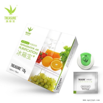 澳綠寶(TREASURE)  冰箱除味劑殺菌消毒家用新冰箱去味神器保鮮去異味除臭冰箱寶1克/片，10片裝小盒,2個小精靈